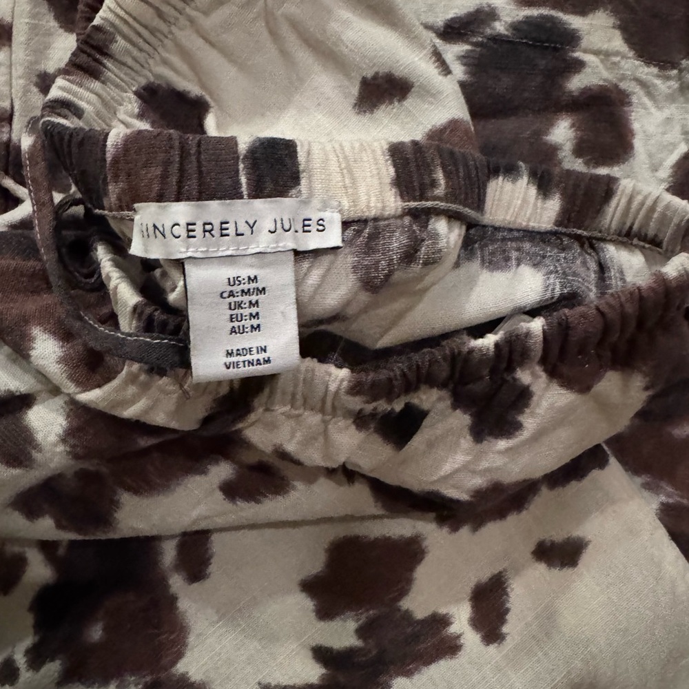 Sincerely Jules Cow-Spot Drawstring Pants — Brown and Cream - Picture 2 of 2